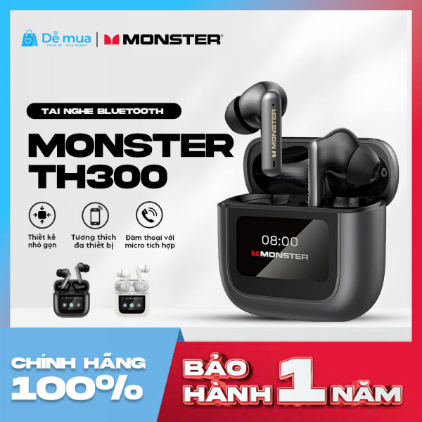 Tai Nghe Monster TWS TH300 , Công Nghệ Chống Ồn ANC+ENC Chính Hãng Giá Tốt  , Kết Nối Bluetooh 5,4. Màn Hình Led Cảm Ứng