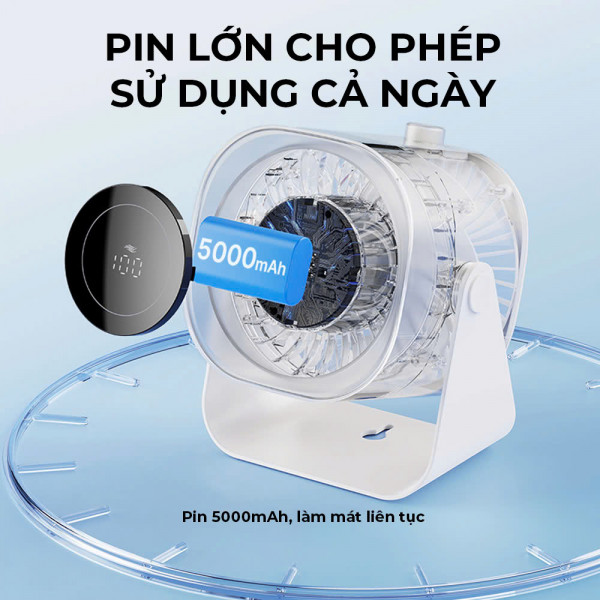 Quạt Để Bàn ImyCo WT-F87, 5 Mức Độ Gió, Công Suất Lớn, Thời Gian Sử Dụng Tối Đa 12h